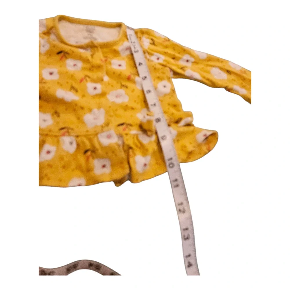 Carter's Child Size 9M Yellow Floral Long Sleeve Snap Up Shirt